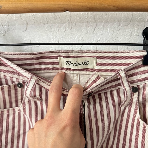 Madewell Luca Stripe Red White High Rise Slim Crop Boy Jean 25 - Picture 5 of 8